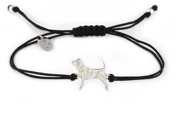 Bransoletka z psem beagle srebrnym na czarnym sznurku - DeLaKinia