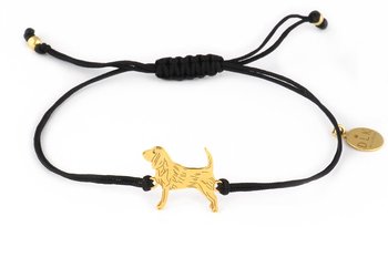 Bransoletka z psem beagle złotym na czarnym sznurku - DeLaKinia