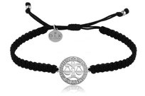 Bransoletka ze znakiem zodiaku WAGA srebrna na czarnej makramie