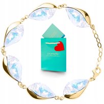 Bransoletka złota z opalem damska srebro pozłacane biały opal 925