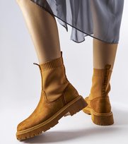 Brązowe botki eko-zamsz Big Star MM274541-39