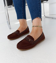 Brązowe materiałowe mokasyny Fombio -40