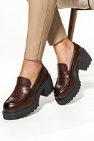 Brązowe mokasyny damskie na klocku z bieżnikowaną platformą casu jw24x8-br-no-41