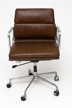 Brązowy skórzany fotel biurowy - D2.DESIGN