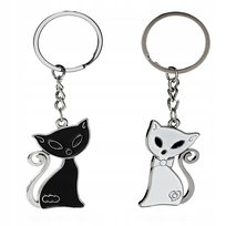 Breloczek do kluczy kot czarny kociak biały prezent dla zakochanych dla par