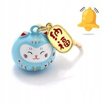 Breloczek do kluczy z dzwoneczkiem Lucky Cat błękitny 2 cm inna (Inny)