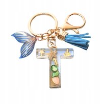 Breloczek z literą T - plażowy urok, piękna ozdoba do kluczy