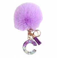 Breloczek z pomponem fioletowym - litera C, stylowy dodatek