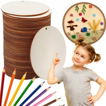 Breloczki Kółka ze Sklejki 5cm 100SZT Zawieszki Choinkowe do Malowania DIY - SMX Design