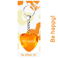 BRELOK Be happy!, pomarańczowe serce Be Happy