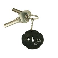 Brelok Breloczek Do Kluczy Tsuba Sakura Kwiat Wiśni Czarno Srebrna