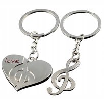 Brelok do kluczy dla zakochanych miłość para klucz wiolinowy serce LOVE