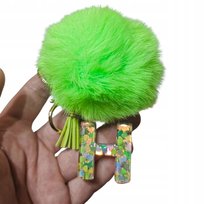 Brelok do kluczy literka H pompon zielony zawieszka prezent alfabet