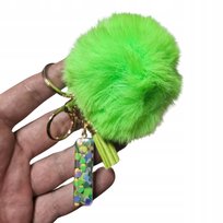 Brelok do kluczy literka I pompon zielony zawieszka prezent alfabet