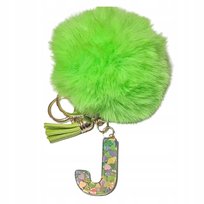 Brelok do kluczy literka J pompon zielony zawieszka prezent alfabet