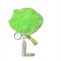 Brelok do kluczy literka L pompon zielony zawieszka prezent alfabet