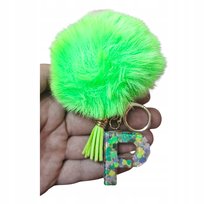 Brelok do kluczy literka P pompon zielony zawieszka prezent alfabet