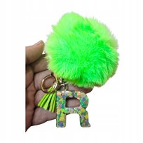 Brelok do kluczy literka R pompon zielony zawieszka prezent alfabet