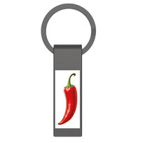 Brelok do kluczy metalowy prostokątny model Czerwona Papryczka Chili Batek