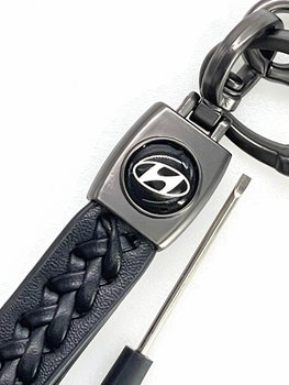 Brelok Do Kluczy Samochodowy Hyundai Metal Skóra Breloczek skórzany warkocz - Inny producent