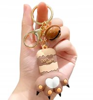 BRELOK DO KLUCZY zawieszka KOCIA ŁAPKA kot kotek BRĄZOWA PREZENT XL