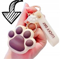 BRELOK DO KLUCZY zawieszka KOCIA ŁAPKA kot kotek pies psa brązowa - PREZENT