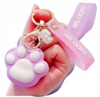 BRELOK DO KLUCZY zawieszka KOCIA ŁAPKA kot kotek pies psa fioletowa PREZENT