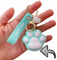 BRELOK DO KLUCZY zawieszka KOCIA ŁAPKA kot kotek pies psa niebieska PREZENT