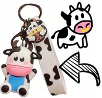 BRELOK DO KLUCZY zawieszka KROWA KRÓWKA BRELOCZEK biała - GOTOWY PREZENT