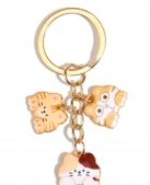 BRELOK KOT 3 koty głowa kotek złoty breloczek do Kluczy Plecak zawieszka 3D