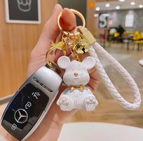 BRELOK MIŚ LUCKY biały szczęście breloczek do Kluczy Plecak zawieszka 3D