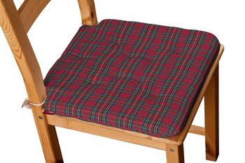Bristol Siedzisko Olek na krzesło, czerwony, zielony, krata, 42x41x3,5 cm - Dekoria