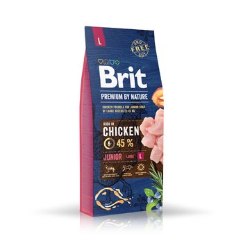 Brit, karma dla psów, Premium By Nature Junior Large L, chicken 45% kurczak 15kg - Brit