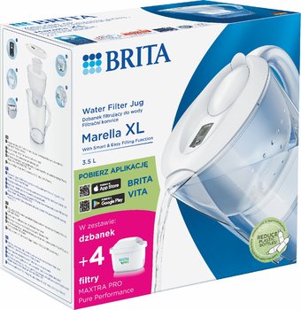 Brita, Dzbanek z filtrem Marella XL biały + 4 MAXTRA PRO Pure Performance - Brita