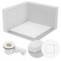 Brodzik Prysznicowy Kwadratowy 80X80 Kamienny Stone 2,6 Cm Biały + Syfon