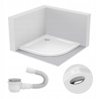 BRODZIK PRYSZNICOWY PÓŁOKRĄGŁY 70x70 SLIM NISKI 5 CM BIAŁY WHITE SYFON