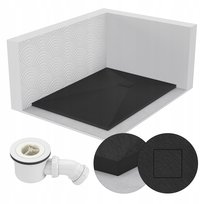 Brodzik Prysznicowy Prostokątny 100X80 Kamienny Stone 2,6 Cm Czarny + Syfon