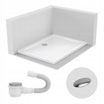 BRODZIK PRYSZNICOWY PROSTOKĄTNY 140x70 SLIM NISKI 5 CM BIAŁY WHITE SYFON