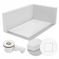 Brodzik Prysznicowy Prostokątny 140X90 Kamienny Stone 2,6 Cm Biały + Syfon