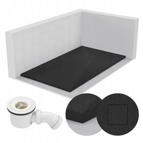 Brodzik Prysznicowy Prostokątny 160X70 Kamienny Stone 2,6 Cm Czarny + Syfon