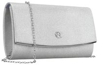 Brokatowa kopertówka damska ROVICKY mała wieczorowa elegancka błyszcząca wesele sylwester studniówka srebrna