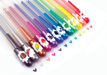 Brokatowe długopisy żelowe, 12 kolorów - Kolorowe Baloniki