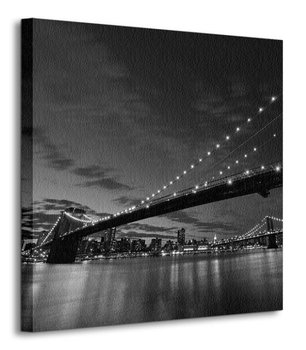 Brooklyn Bridge nocą BW - Obraz na płótnie - Nice Wall
