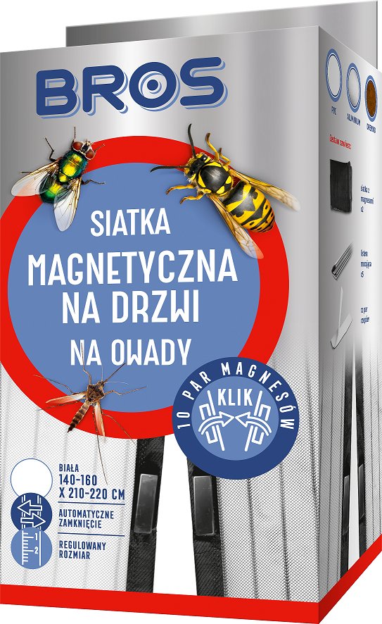 BROS, Moskitiera Siatka Magnetyczna Na Drzwi Na Owady Biała, 160X220cm
