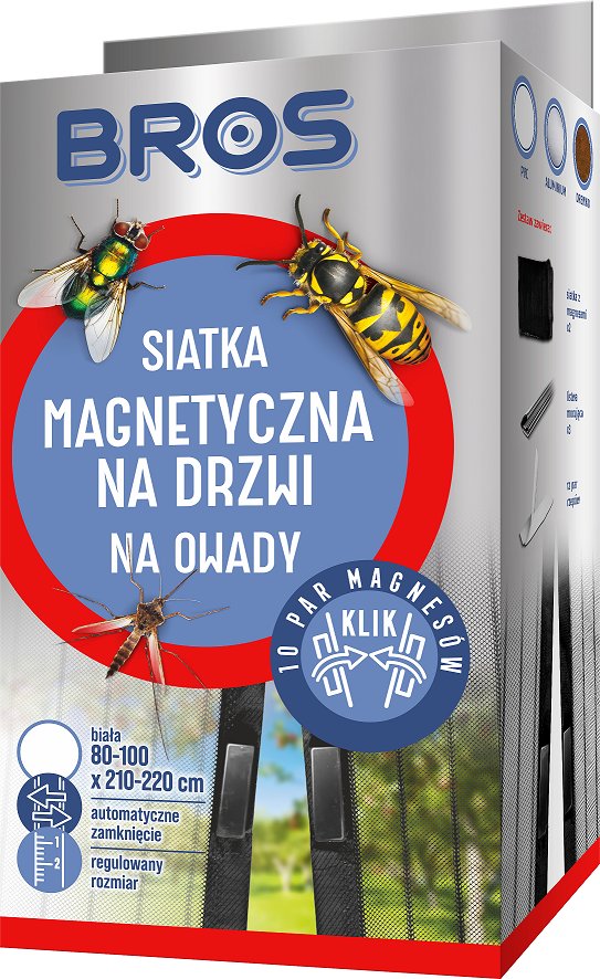 BROS Moskitiera Siatka na drzwi magnetyczna biała 100x220cm