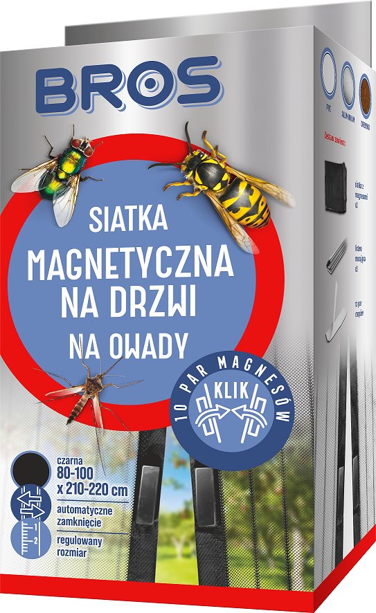 BROS Moskitiera siatka na drzwi magnetyczna czarna 100x220