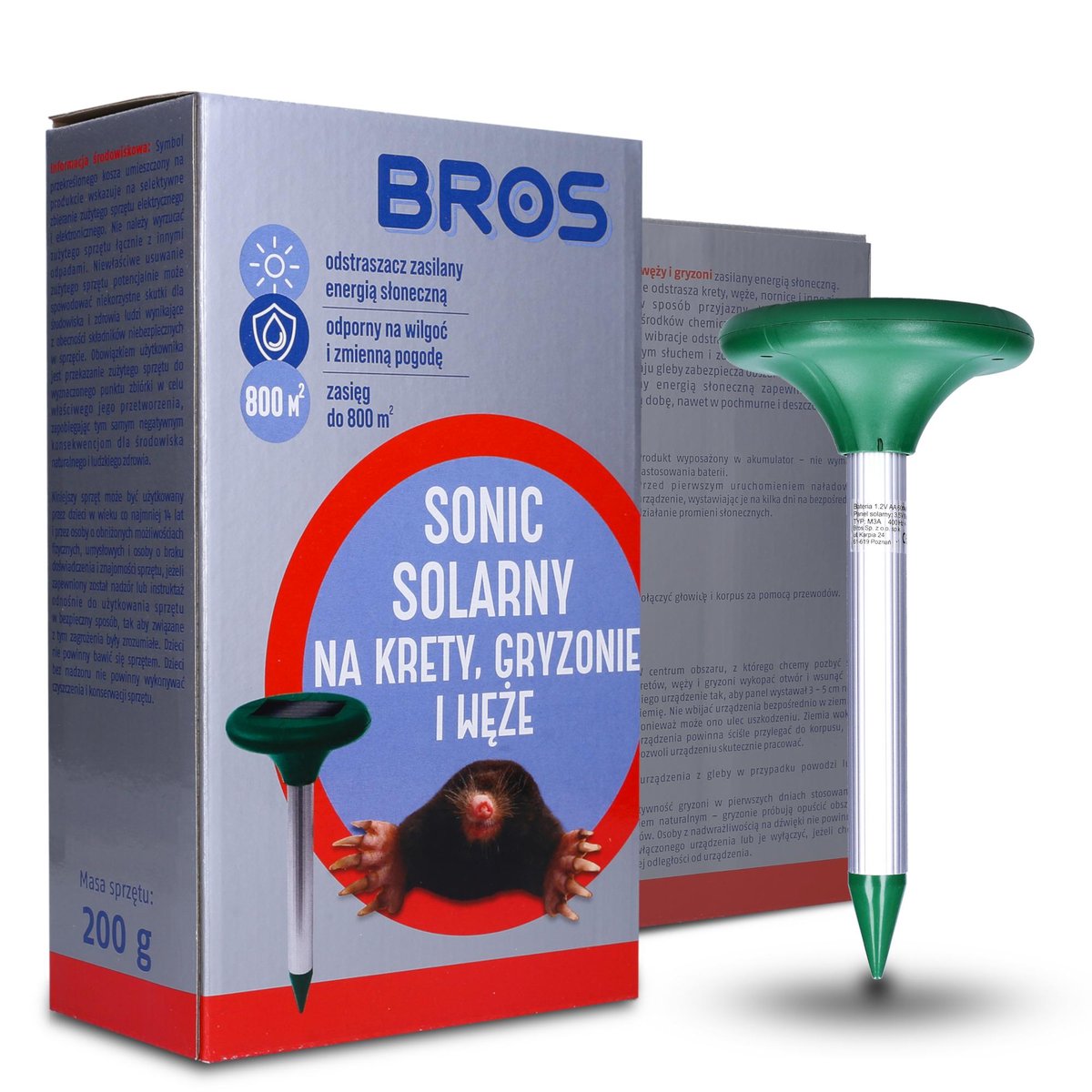 BROS ODSTRASZACZ SOLARNY NA KRETY NORNICE SILNY