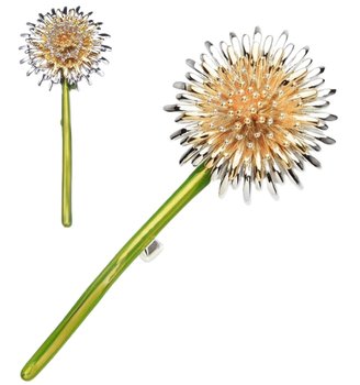 Broszka kwiat z cyrkoniami przypinka dmuchawiec elegancka pin - Edibazzar