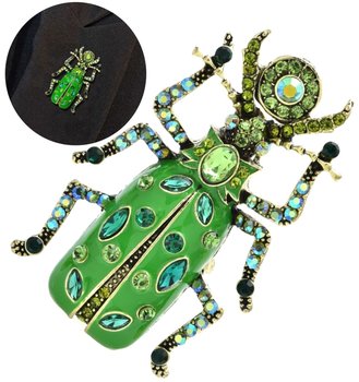 Broszka owad z cyrkoniami chrząszcz kryształki emaliowana elegancka przypinka - Edibazzar