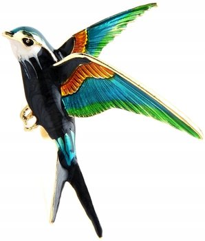 Broszka Ptaszek Złoty Ptak Pin Emalia Kolorowy - Edibazzar